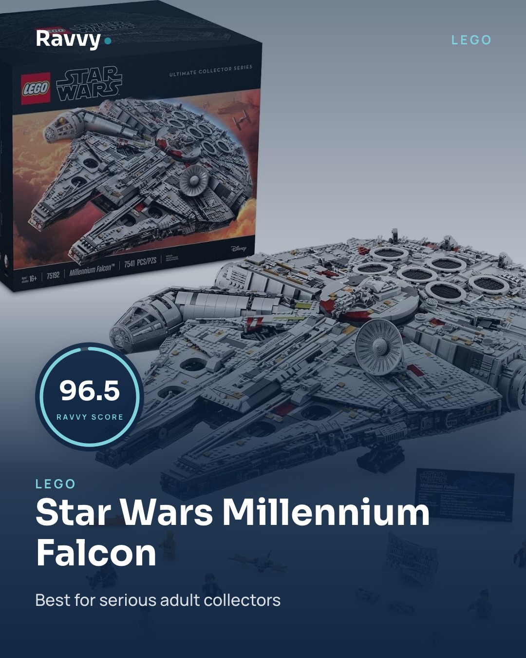 Ravvy Instagram card featuring Star Wars Millennium Falcon