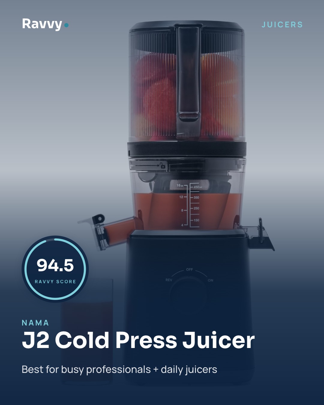 Ravvy Instagram card featuring J2 Cold Press Juicer