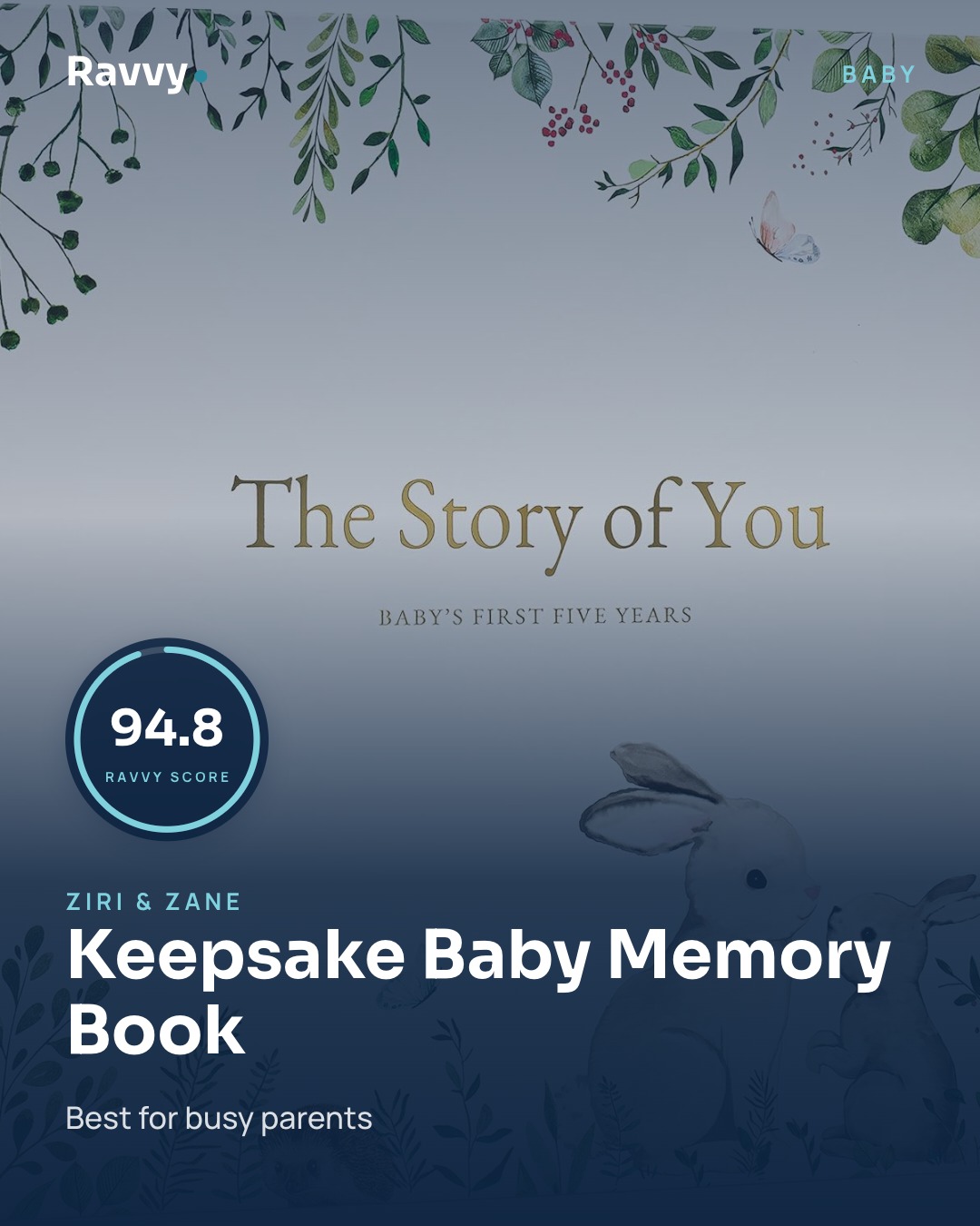 Ravvy Instagram card featuring Keepsake Baby Memory Book